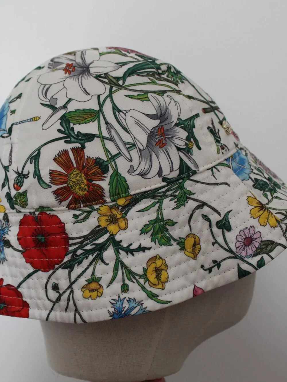 NWT GUCCI GG Floral GG Silk Bucket Hat Reversible L 834007